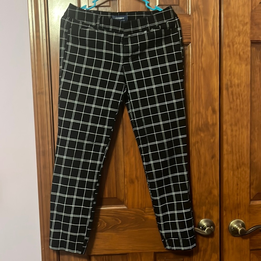 Mid-Rise Dress Pants, Black and White